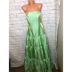 Zum Zum Niki Livas Vintage Maxi Lime Green Formal Dress Size 9-10